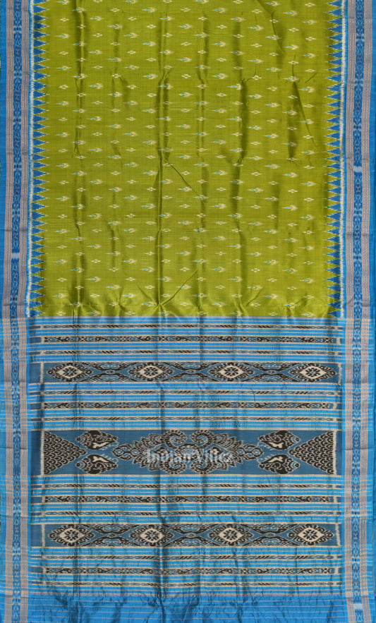Mehendi Green Blue Mayur Chandrika Odisha Ikat Khandua Silk Saree 