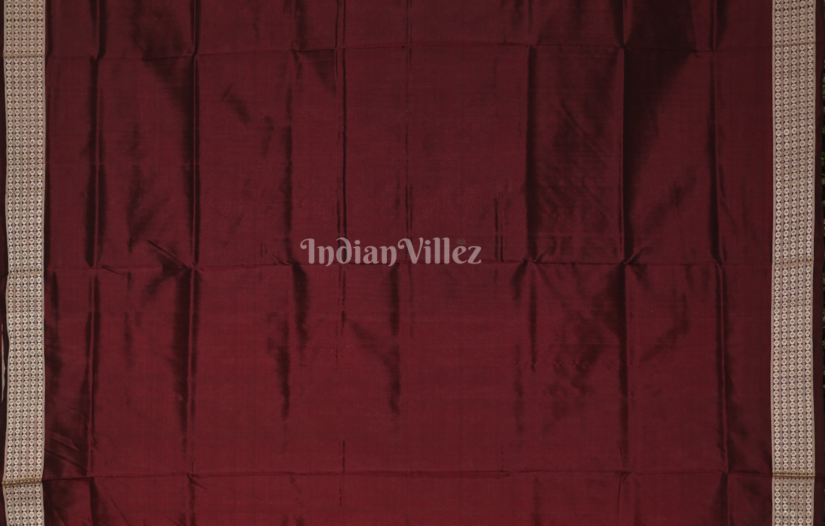 Red Coffee Tribal Theme Odisha Ikat Sambalpuri Silk Saree 