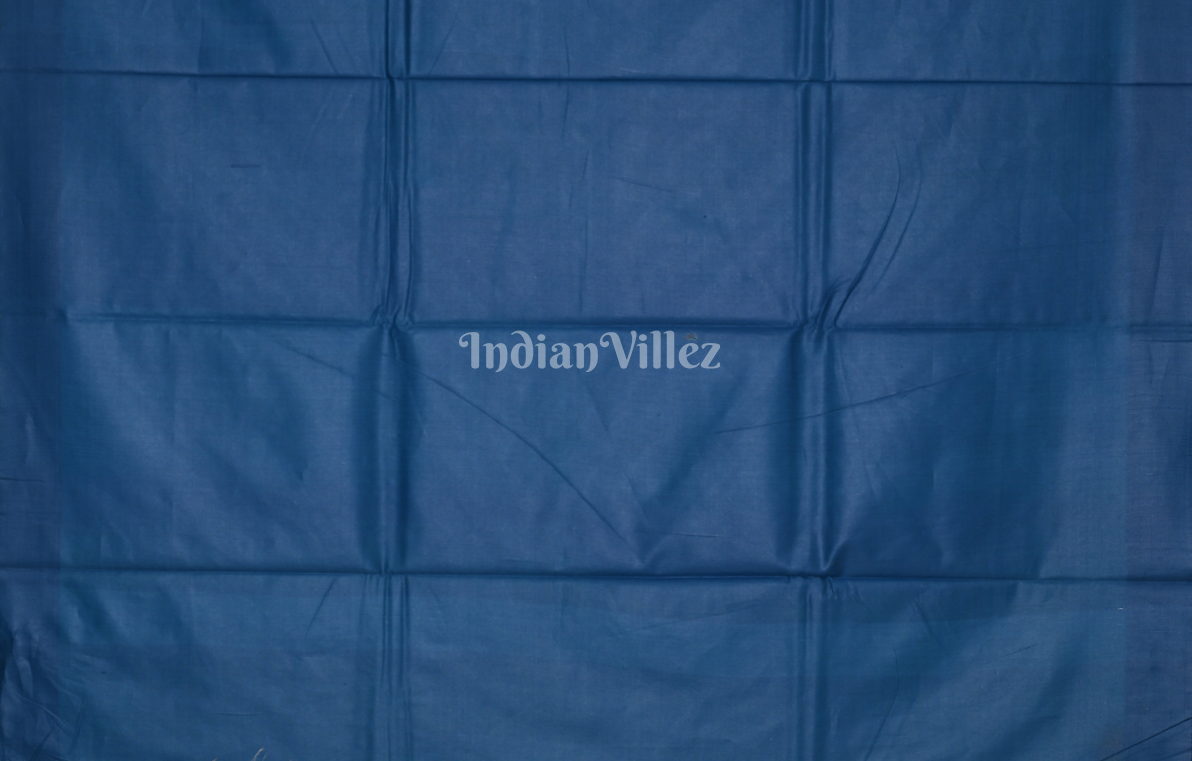 Beige Gopalpur Tussar Silk Saree with Blue Temple Border & Anchal 