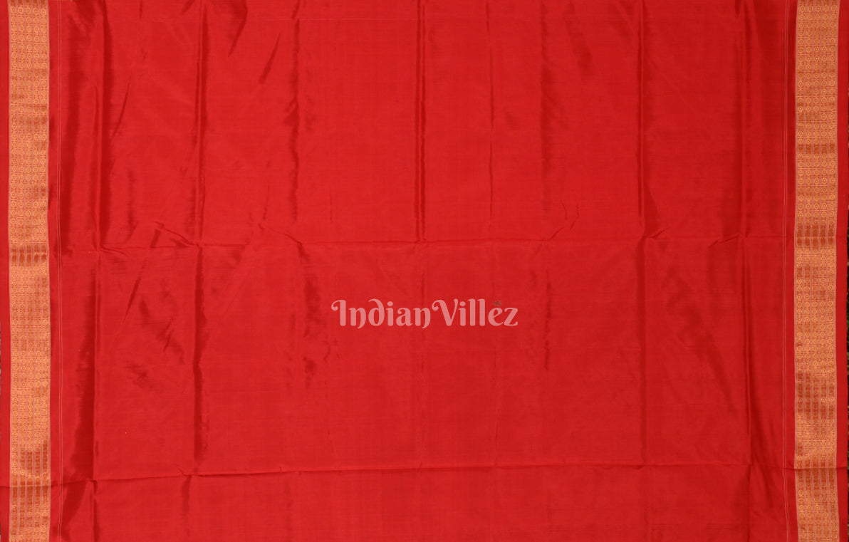 Coffee Red Konark temple & Wheel Design Half Tissue Sambalpuri Silk Saree