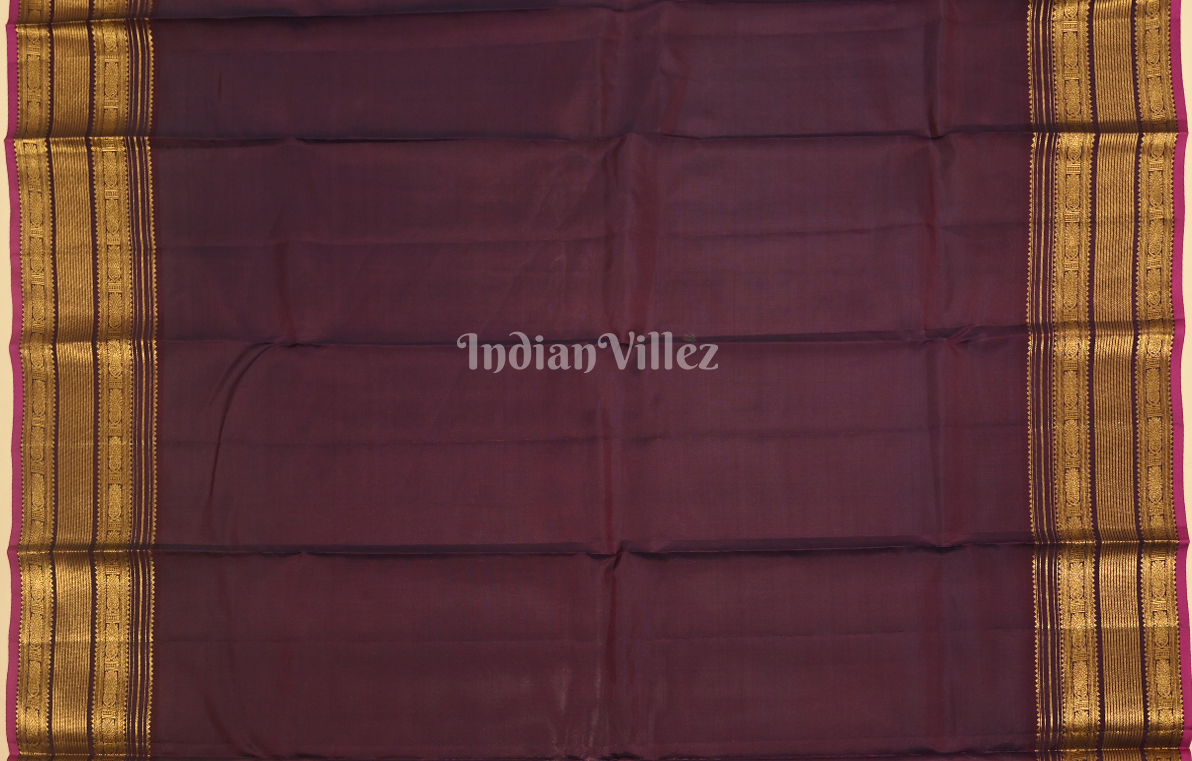 Chocolate Brown Golden Butta Brocade Pure Kanjivaram Silk Saree 
