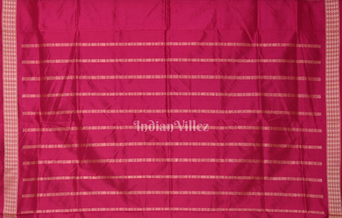 Pista Green Pink Odisha Ikat Bomkai Sambalpuri Silk Saree
