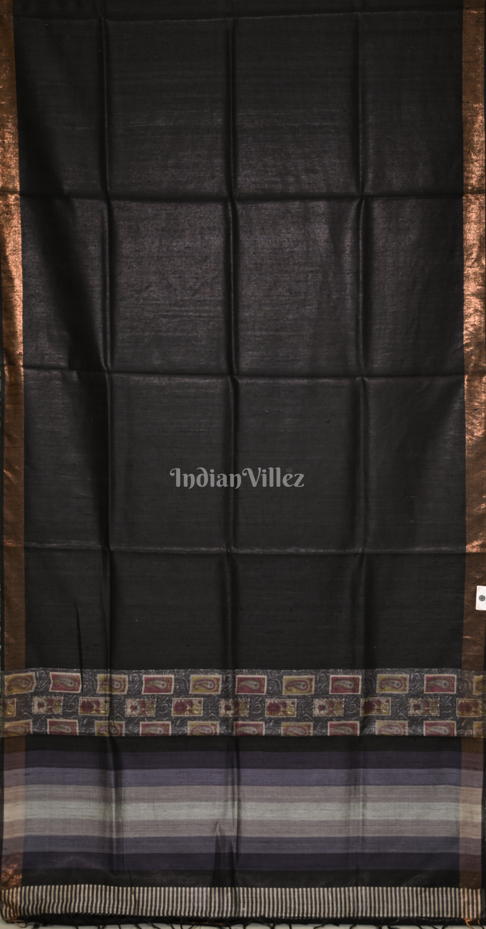 Black Pure Tussar Silk Saree