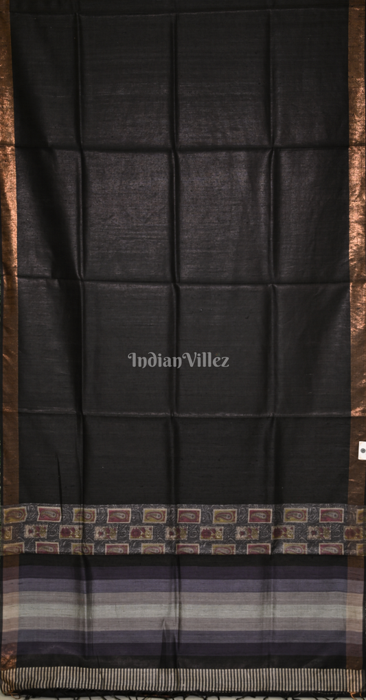 Black Tussar Silk Saree 