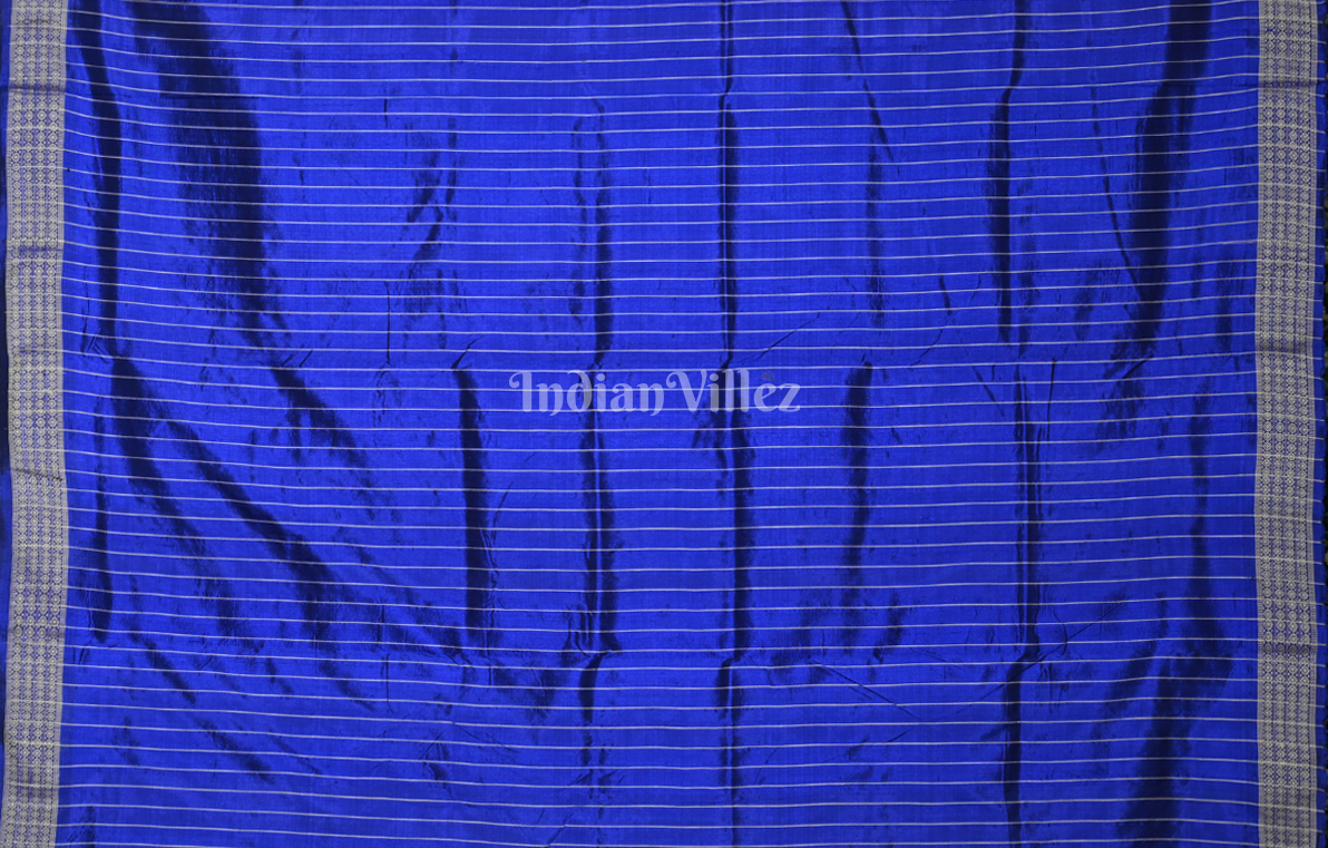 Royal Blue House Tribal Motif Odisha Ikat Sambalpuri Silk Saree 