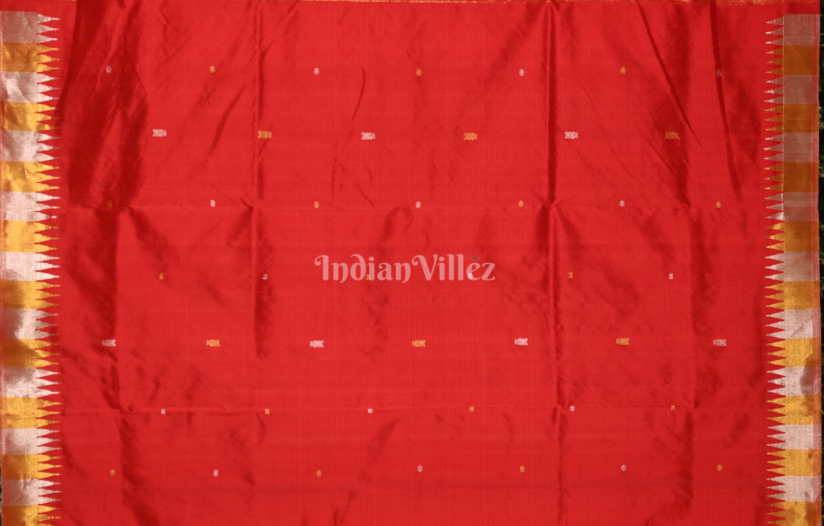 Golden Black Red Half Tissue Sambalpuri Silk Saree with Doli Barat Anchal