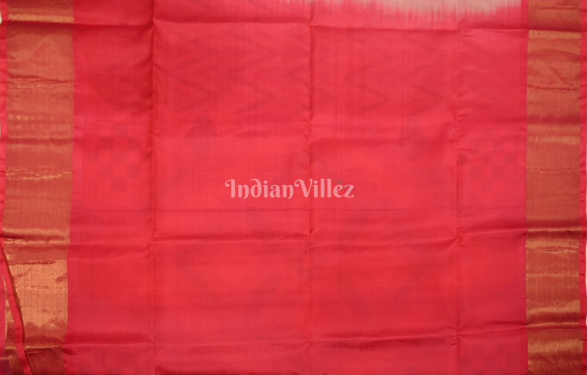 Off White with Multi Color Pochampally Ikat Silk Saree 