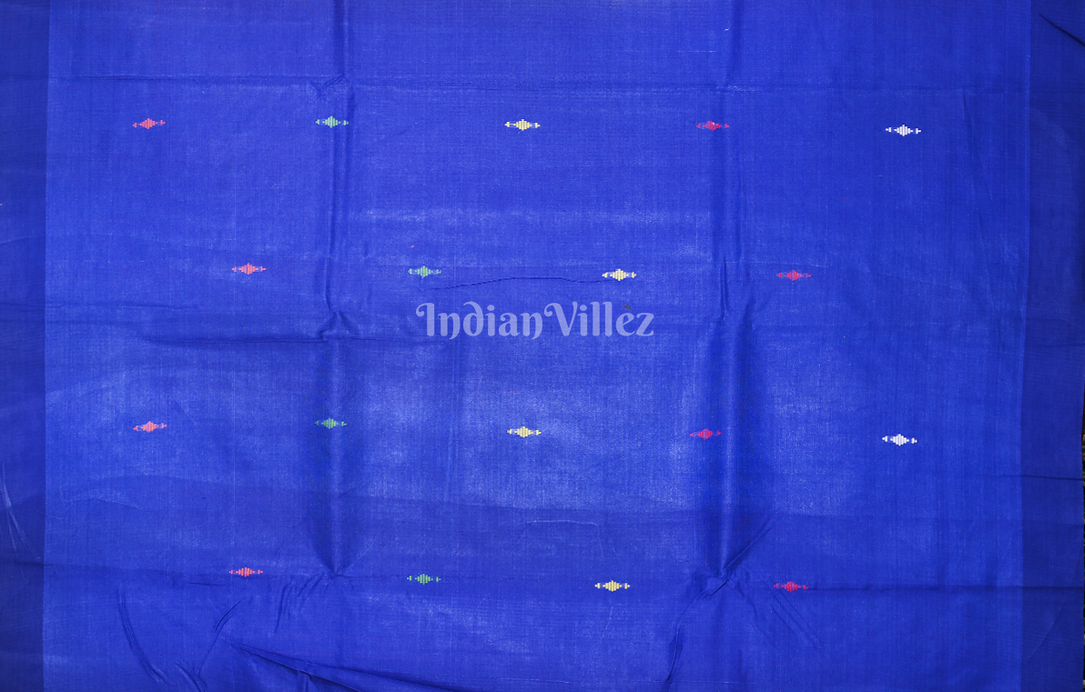 Blue Gopalpur Tussar Silk Saree with Red Shree Jagannath Ratha Yatra Anchal
