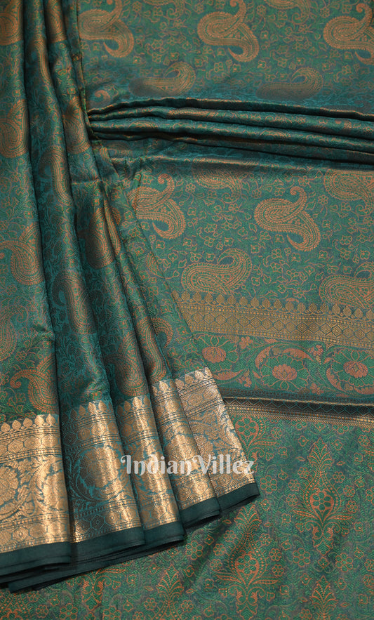 Green Dual Tone Tanchoi Silk Banrasi Saree 