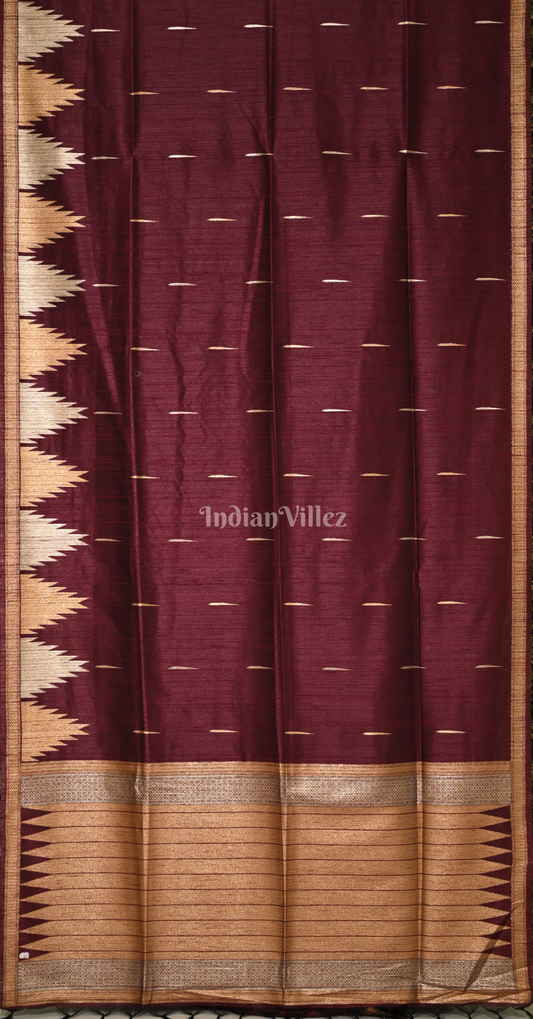 Maroon Tussar Silk Saree
