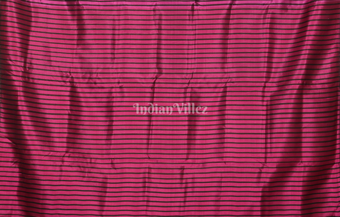  Coffee Magenta Pink Mandar Flower Motif Contemporary Designer Silk Saree