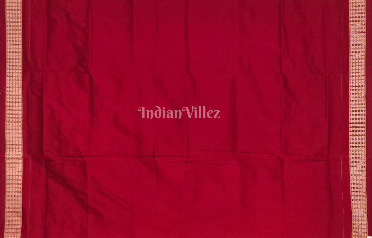 Exclusive Red Wine Nabakothi Odisha Ikat Sambalpuri Silk Saree 