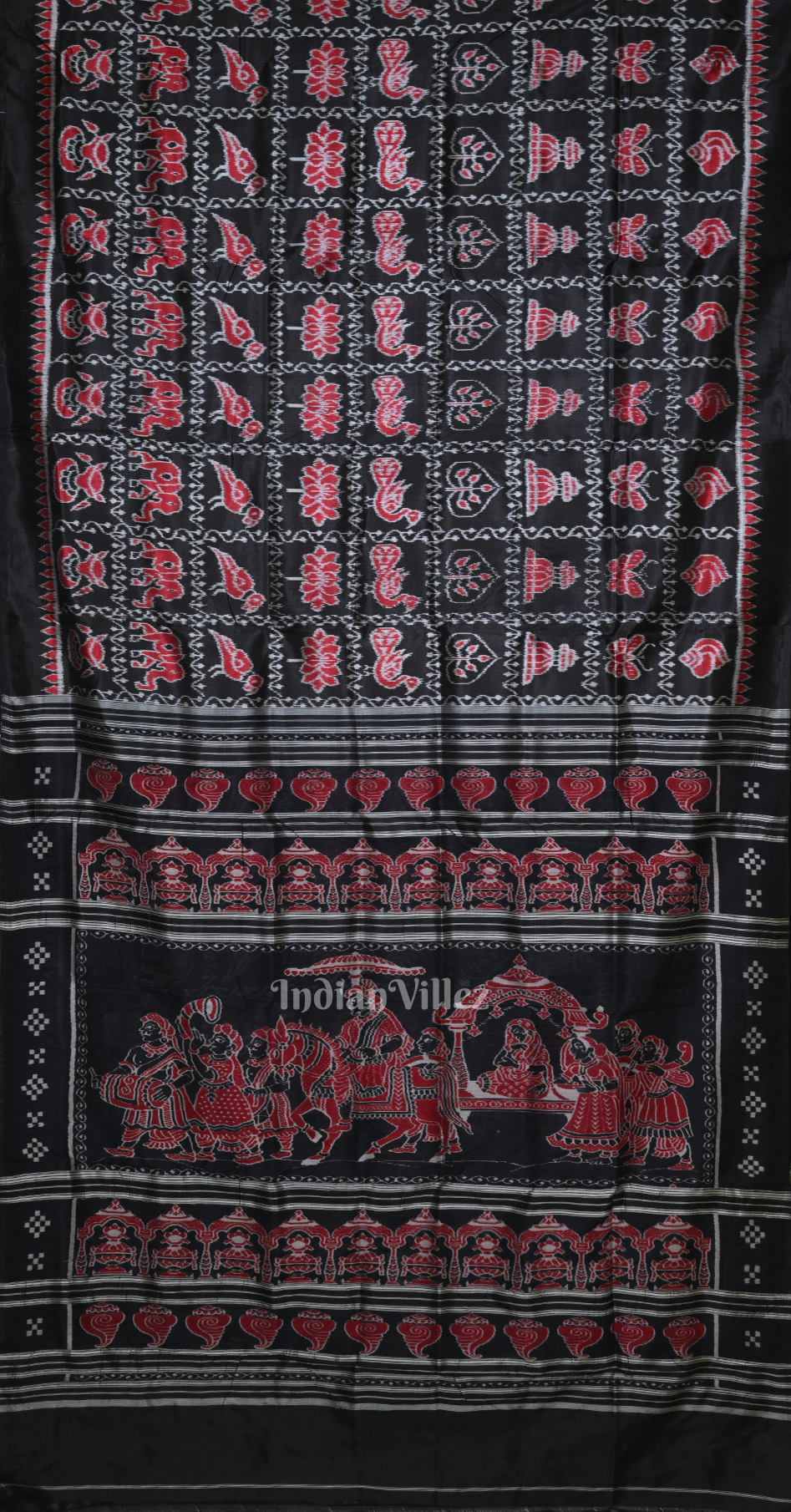 Black Nabakothi Odisha Ikat Contemporary Designer Silk Saree with Doli Barat Anchal