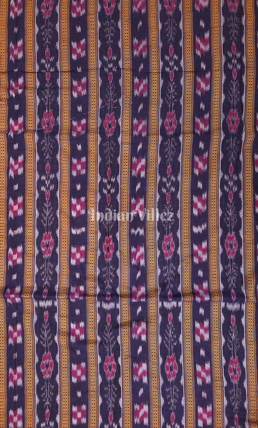 Navy Blue Yellow Odisha Ikat Sambalpuri Cotton Fabric