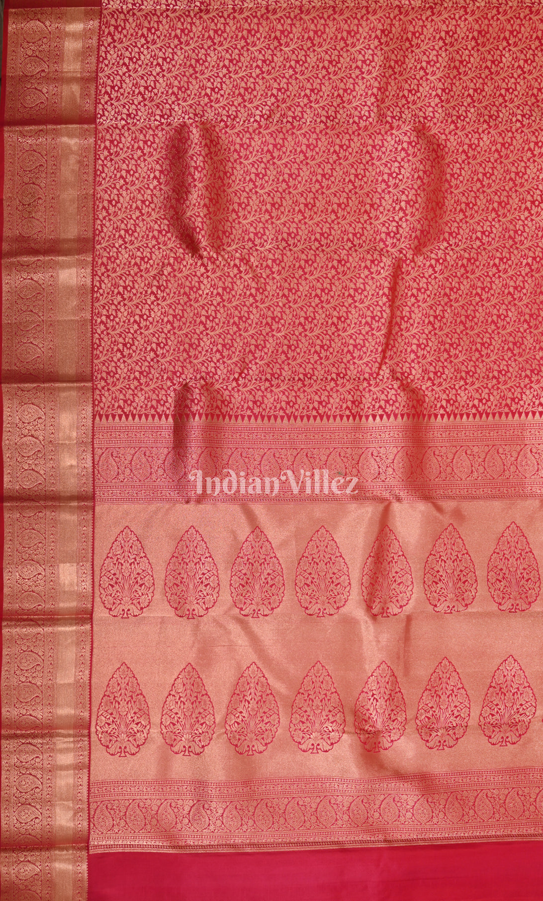  Exclusive Rani Pink Paisley Brocade Pure Kanjivaram Silk Saree 