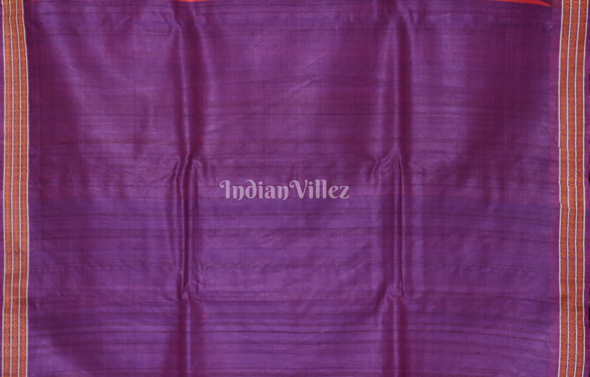 Red Purple  Shree Mandira Nilachakra Theme Gopalpur Tussar Silk Saree 