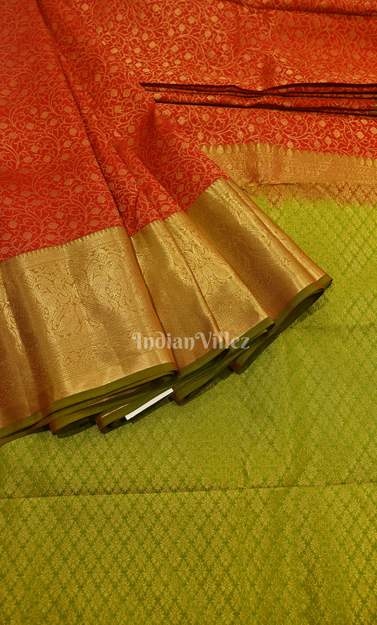 Red Green Brocade Pure Kanjivaram Silk Saree