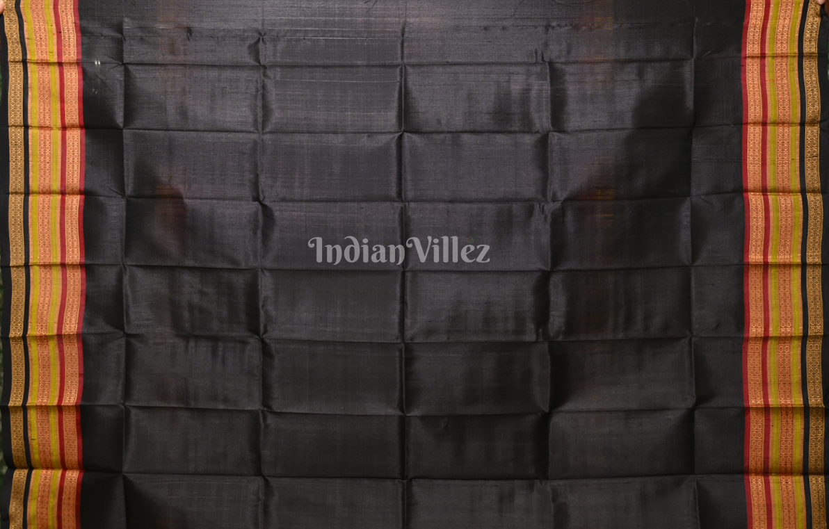 Black with Multicolor Pasapali Kathiphera Odisha Ikat Khandua Silk Saree