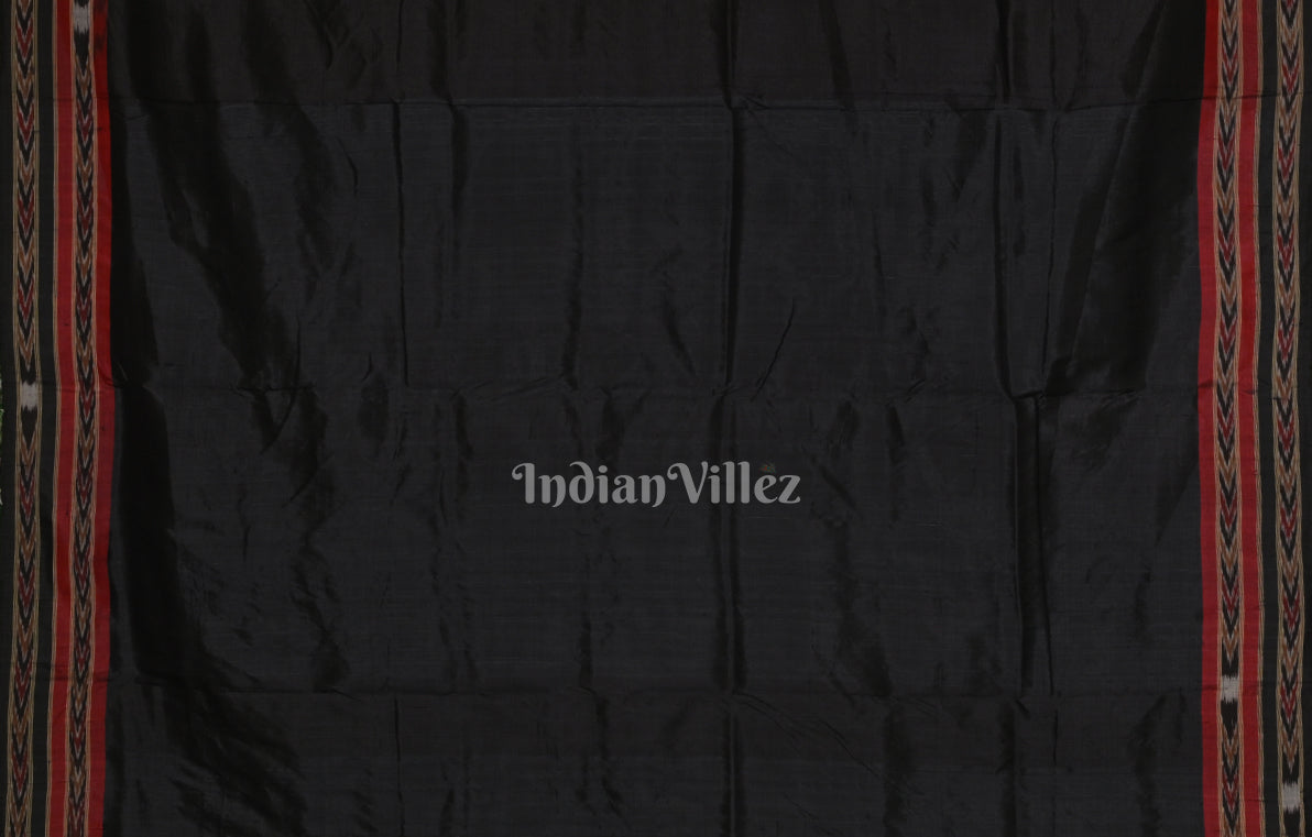 Black Nabakothi Odisha Ikat Khandua Silk  Saree with Jungle Anchal