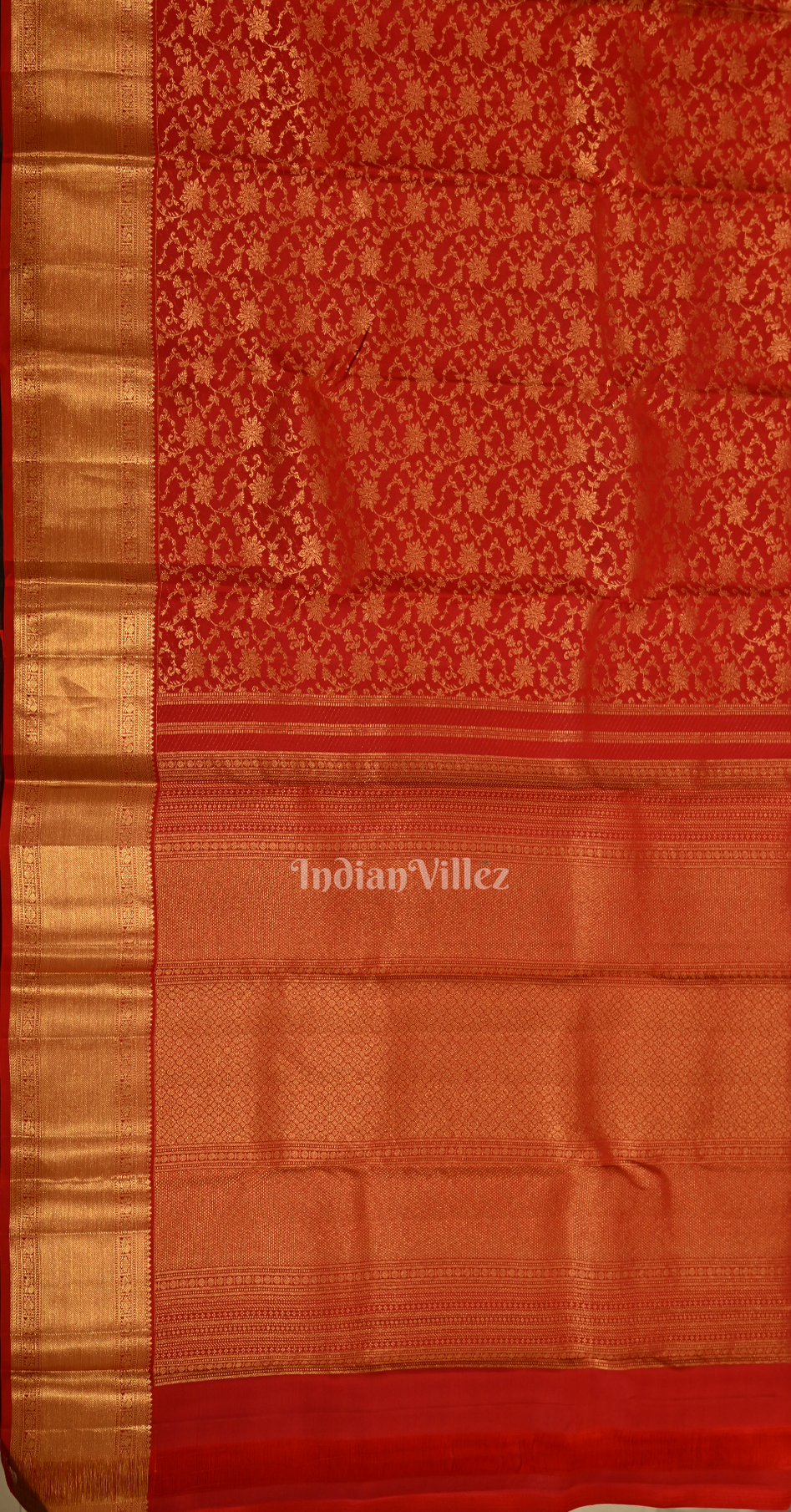  Exclusive Red & Gold Floral Brocade Pure Kanjivaram Silk Saree