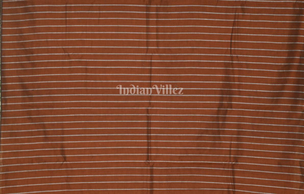 Maroon Brown Laxmipada Theme  Odisha Ikat Sambalpuri Cotton Saree With Tribal Anchal 