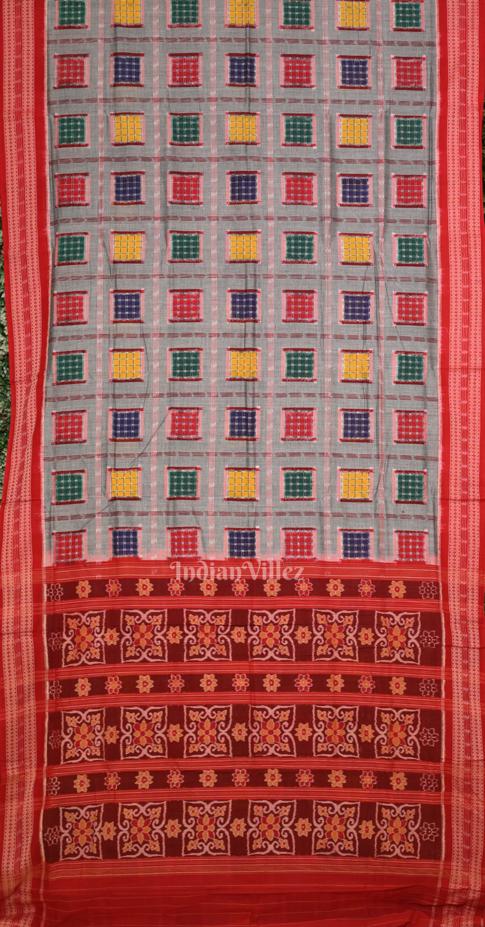 Grey with Multi Colour Ashwini Sambalpuri Ikat Cotton Saree 