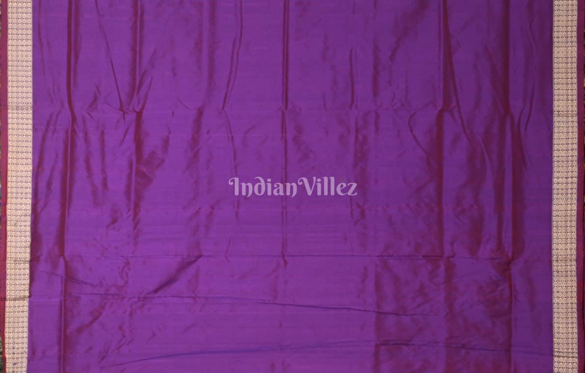 Red Purple Tribal Motif Odisha Ikat Bomkai Sambalpuri Silk Saree 