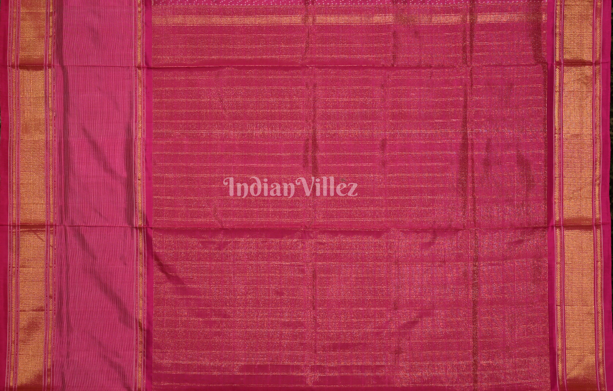 Light Blue Pink Pochampally Ikat Silk Saree 