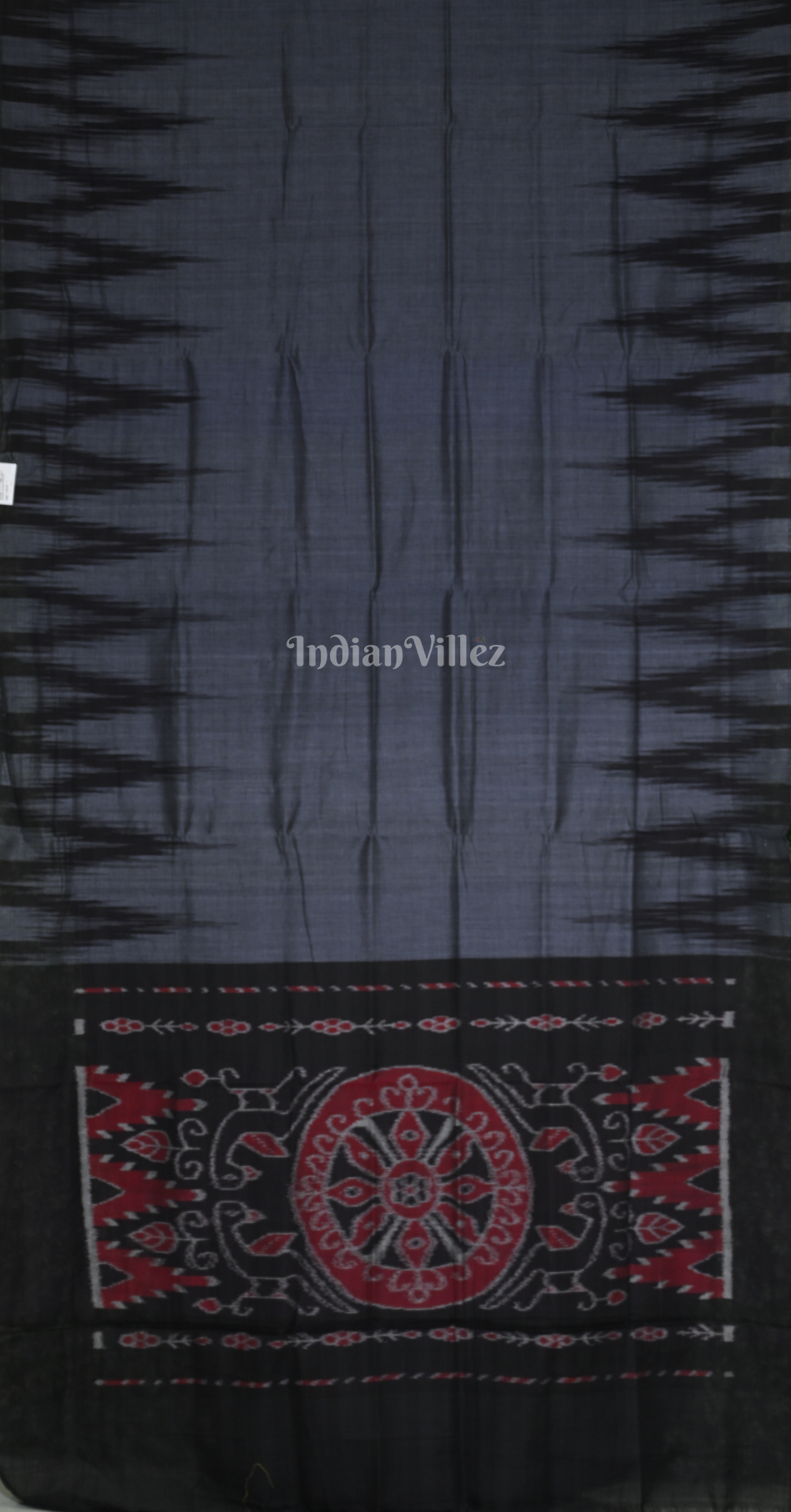 Light Blue Black Kargil Kumbha Odisha Handloom Maniabandha Cotton Saree