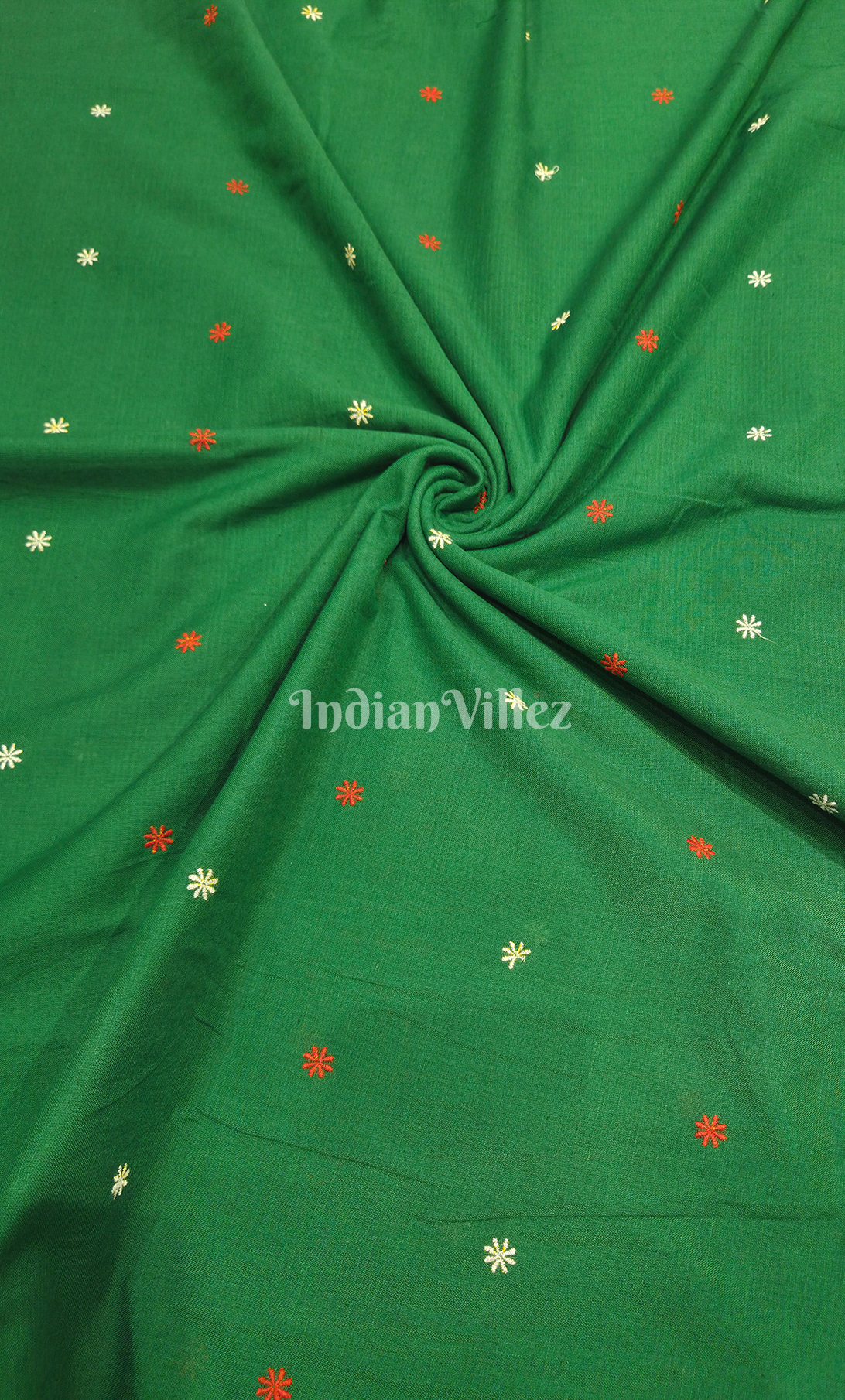 Green Buti Motif Odisha Ikat Cotton Fabric