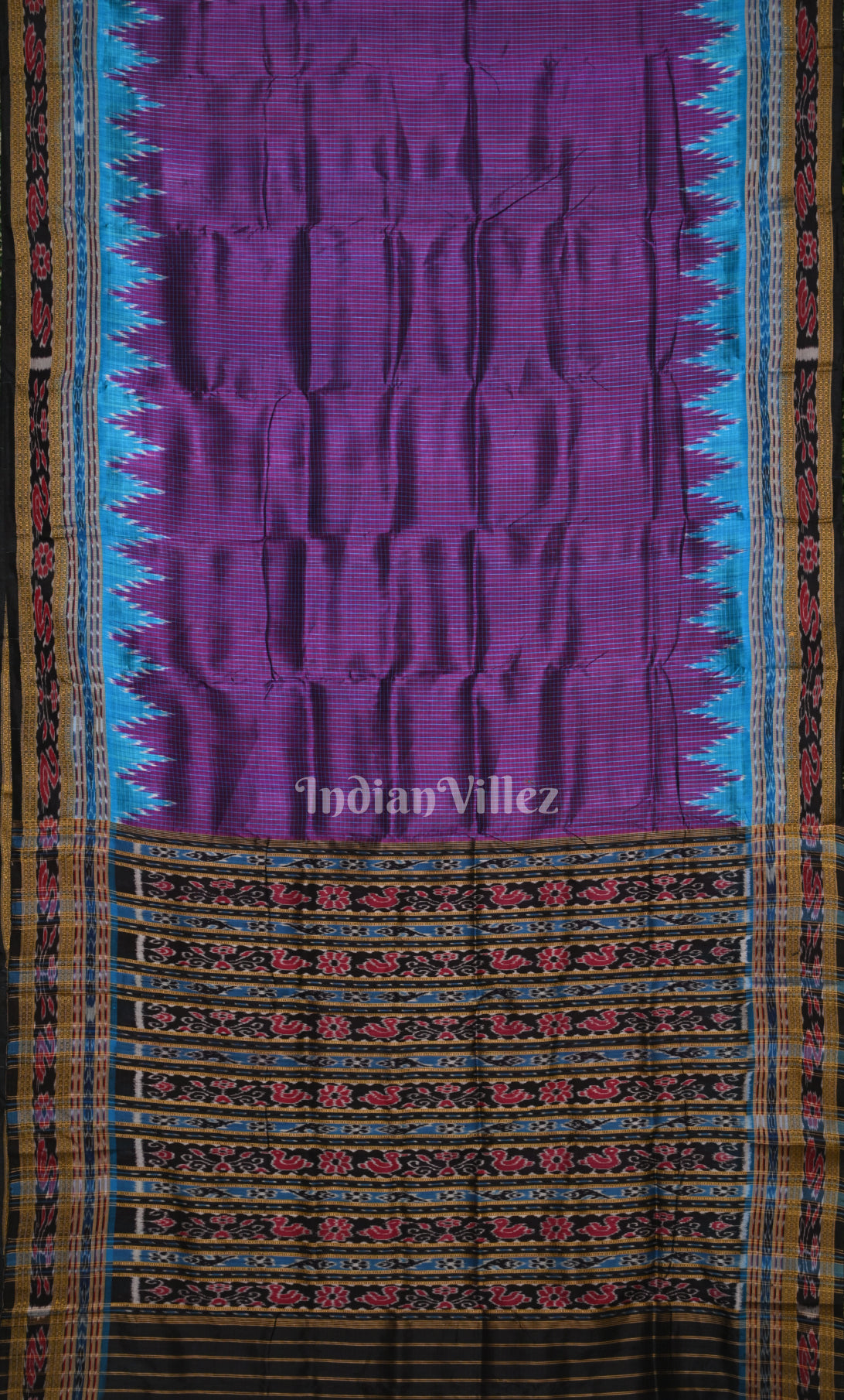 Purple Black Sachipar Odisha Ikat Khandua Silk Saree