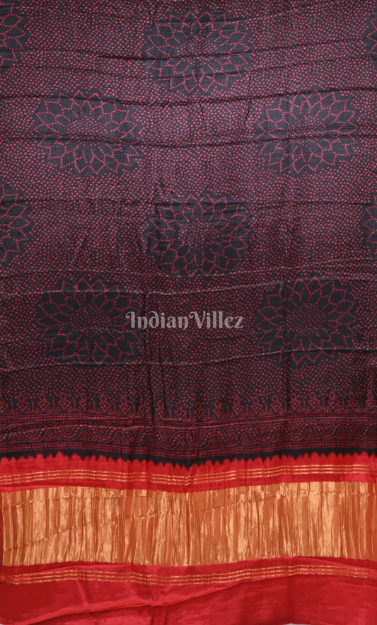 Purple Red Digital Print Gajji Silk Saree