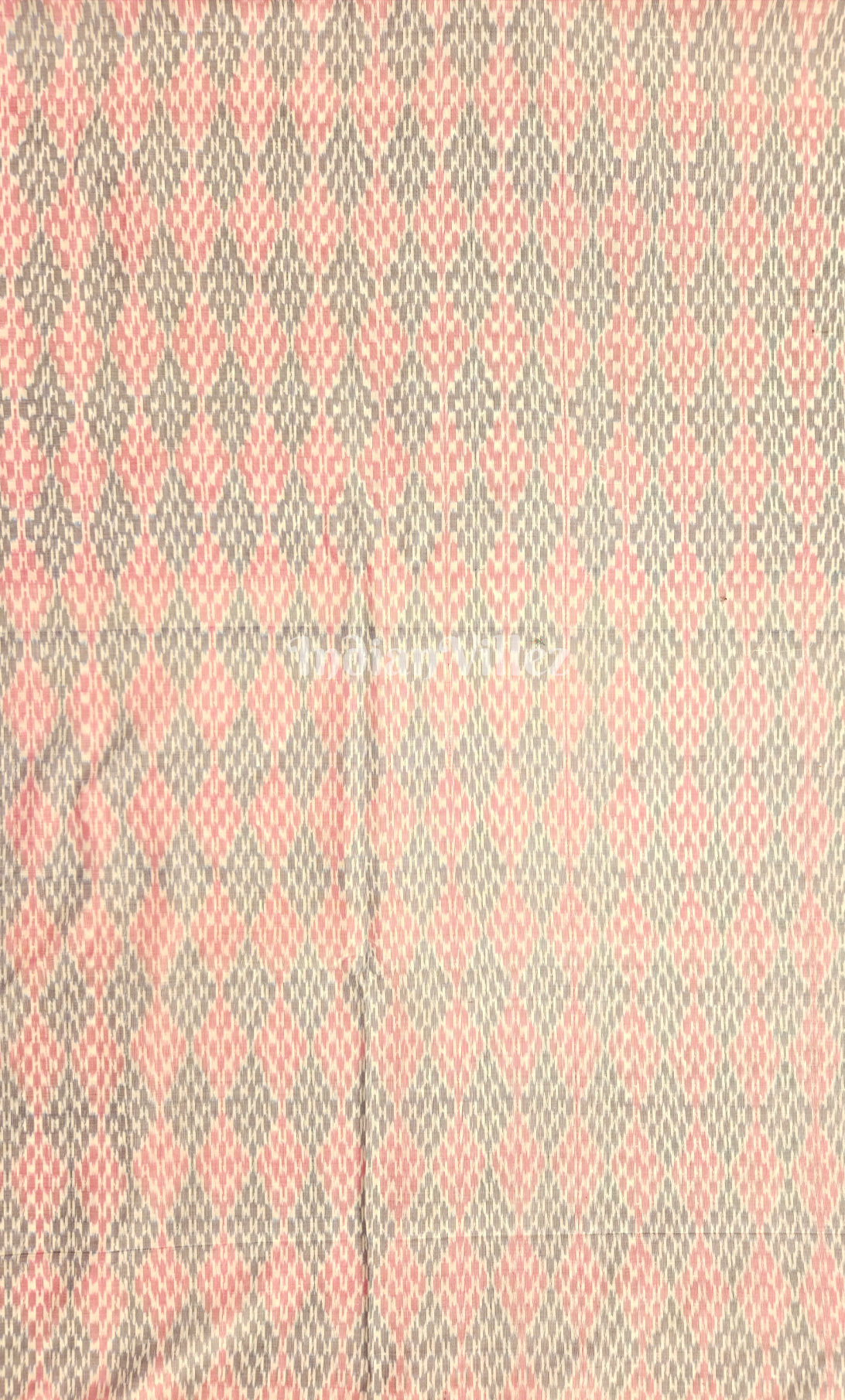 Light Pink Grey Handwoven Pochampally Ikat Silk & Cotton (Sico) Fabric