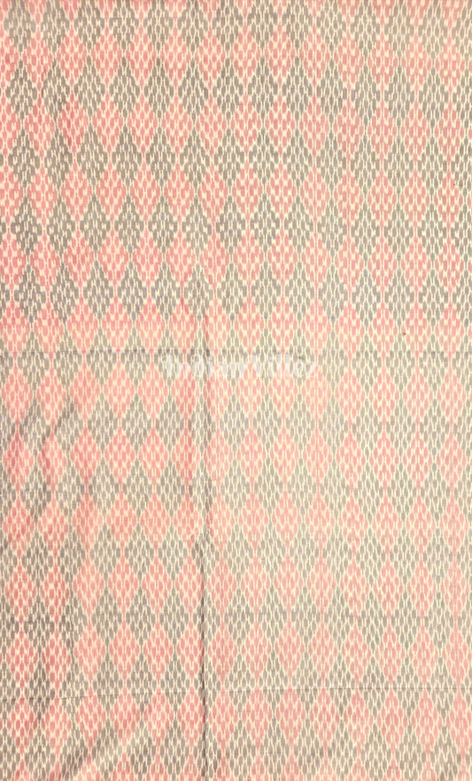 Light Pink Grey Handwoven Pochampally Ikat Silk & Cotton (Sico) Fabric