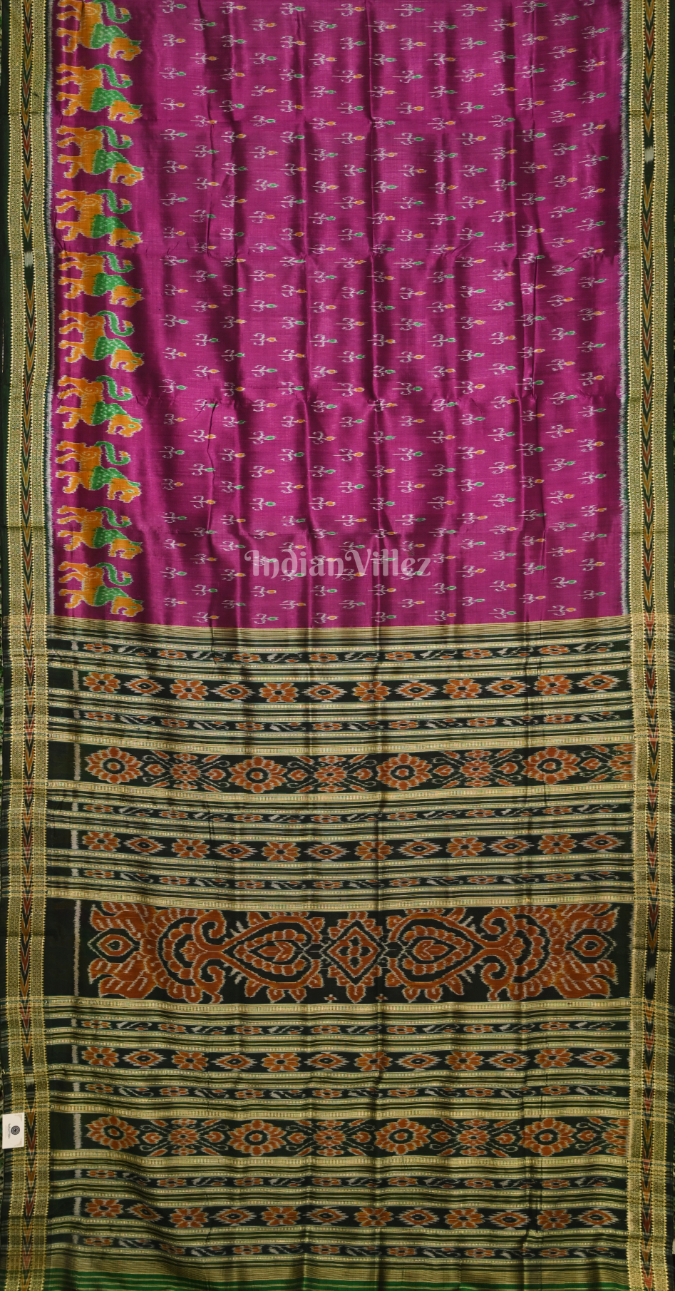 Purple Black Tribal Theme Odisha Ikat Khandua Silk Saree
