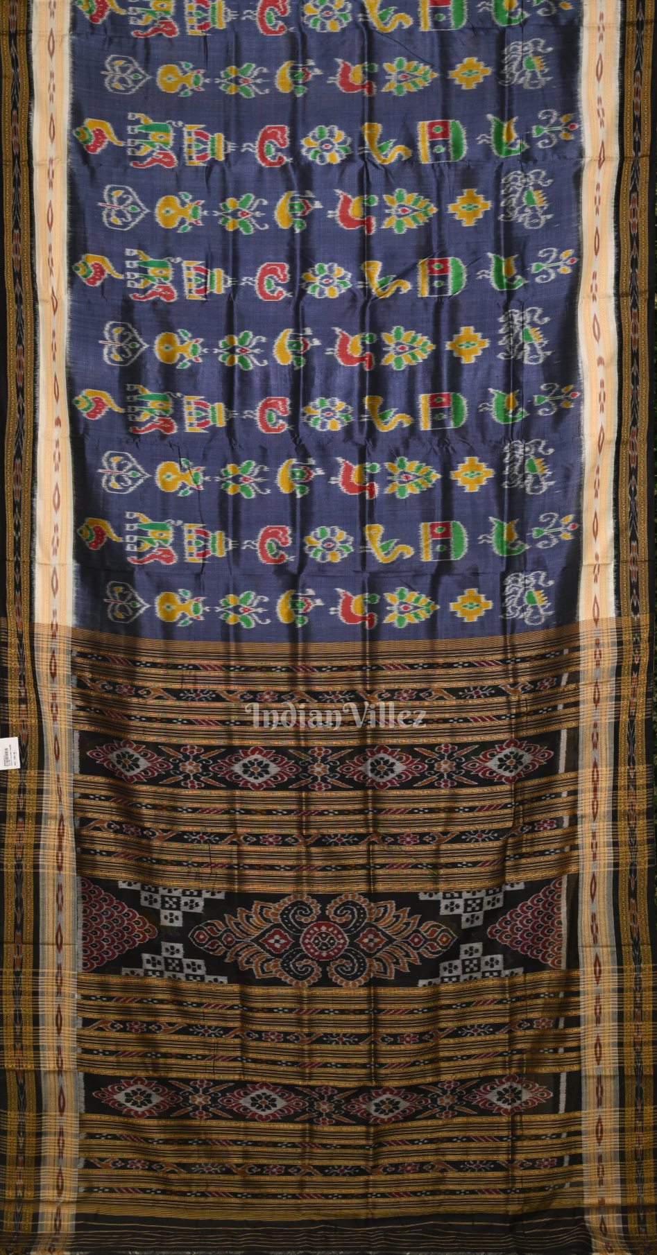 Blue Black Nabarangi Nabakothi Odisha Ikat Khandua Silk Saree 