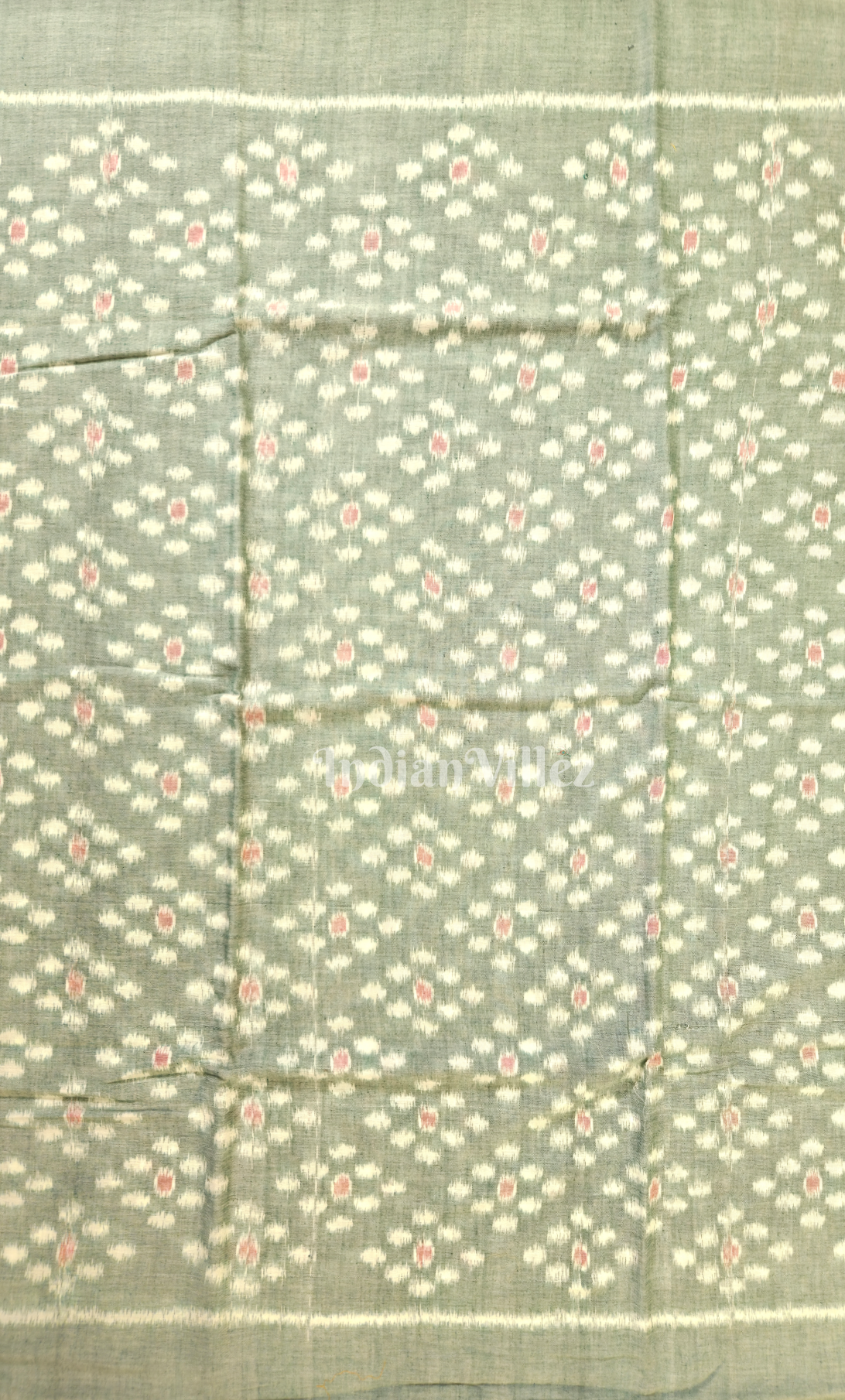Sage Green Buta Design Odisha Ikat Sambalpuri Cotton Fabric 