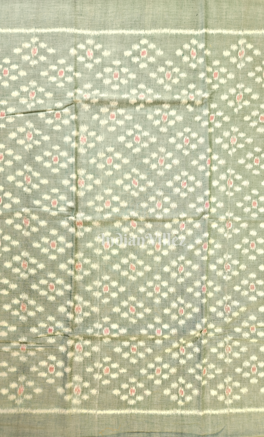 Sage Green Buta Design Odisha Ikat Sambalpuri Cotton Fabric 
