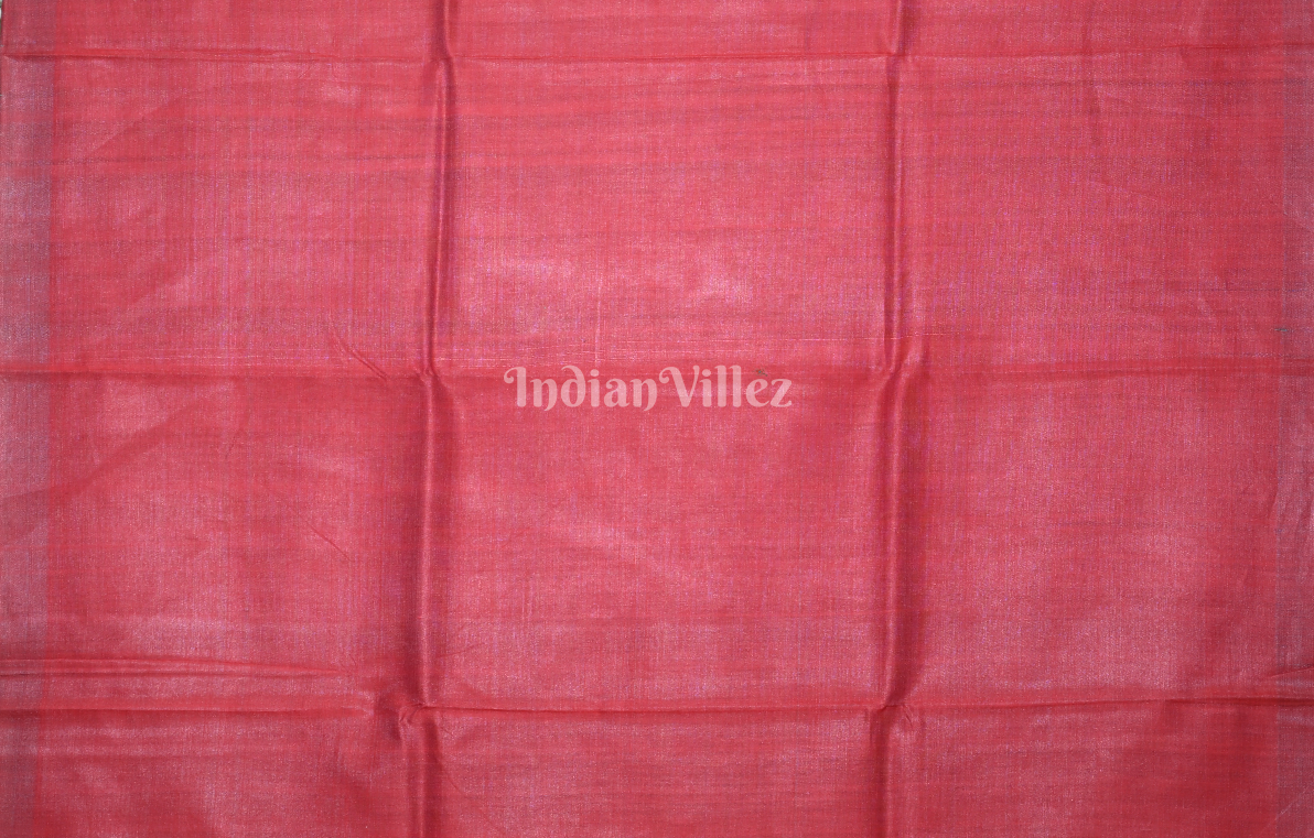 Grey Red Fine Gopalpur Tussar Silk Saree 
