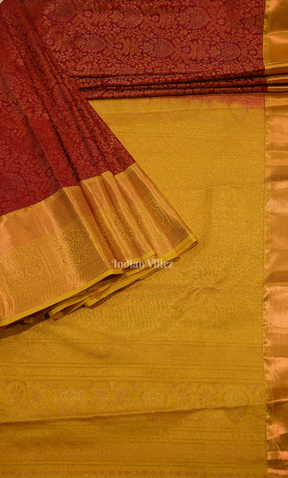 Blooming Red Floral Pure Brocade Kanjivaram Silk Saree 
