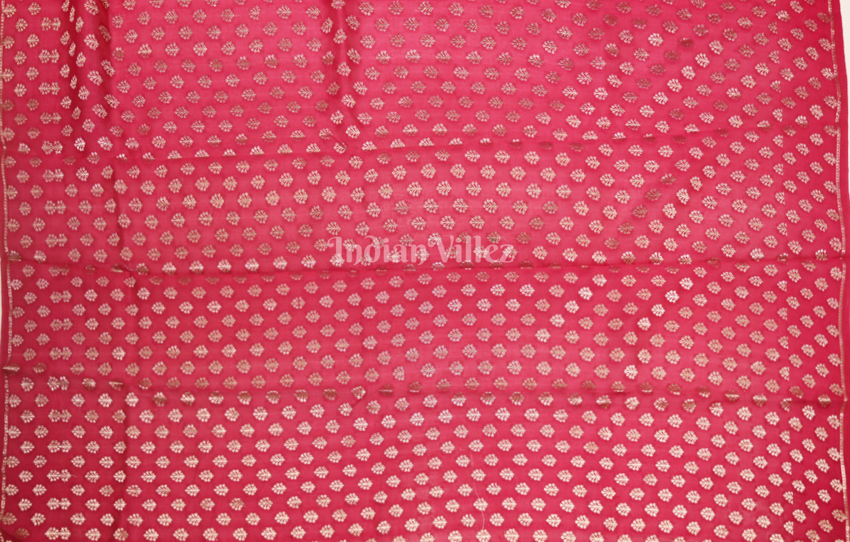 Exclusive Rani Pink Pure Chiniya Silk Banarasi Saree with Meenakari Weaving