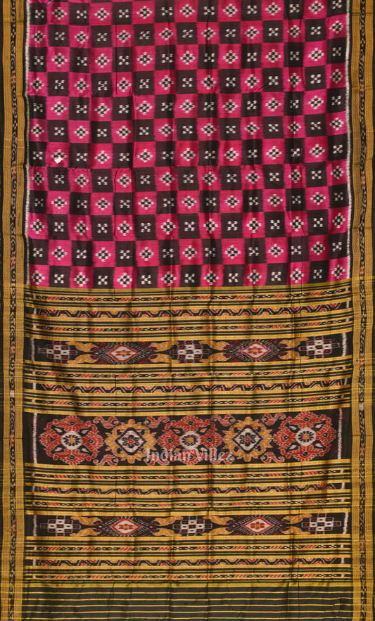 Black Purple Body Pasapali Odisha Ikat Khandua Silk Saree 
