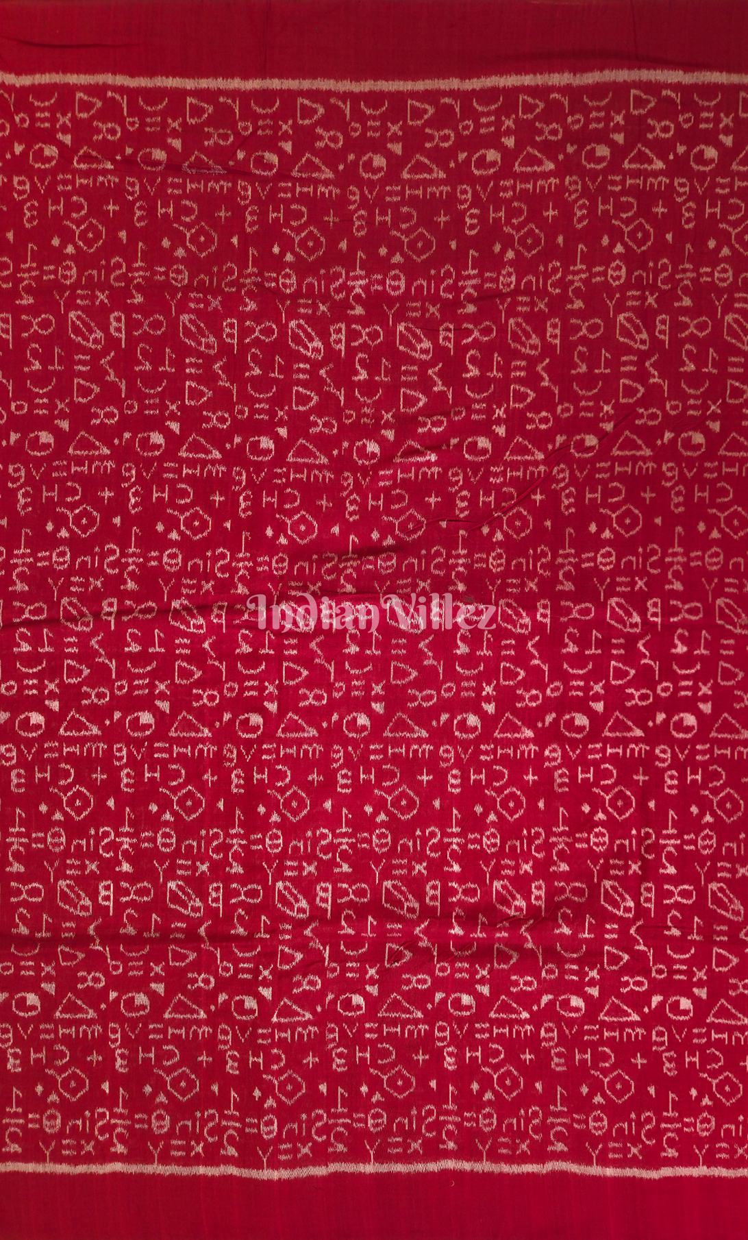 Red Chemical Formula Theme Odisha Ikat Sambalpuri Cotton Fabric