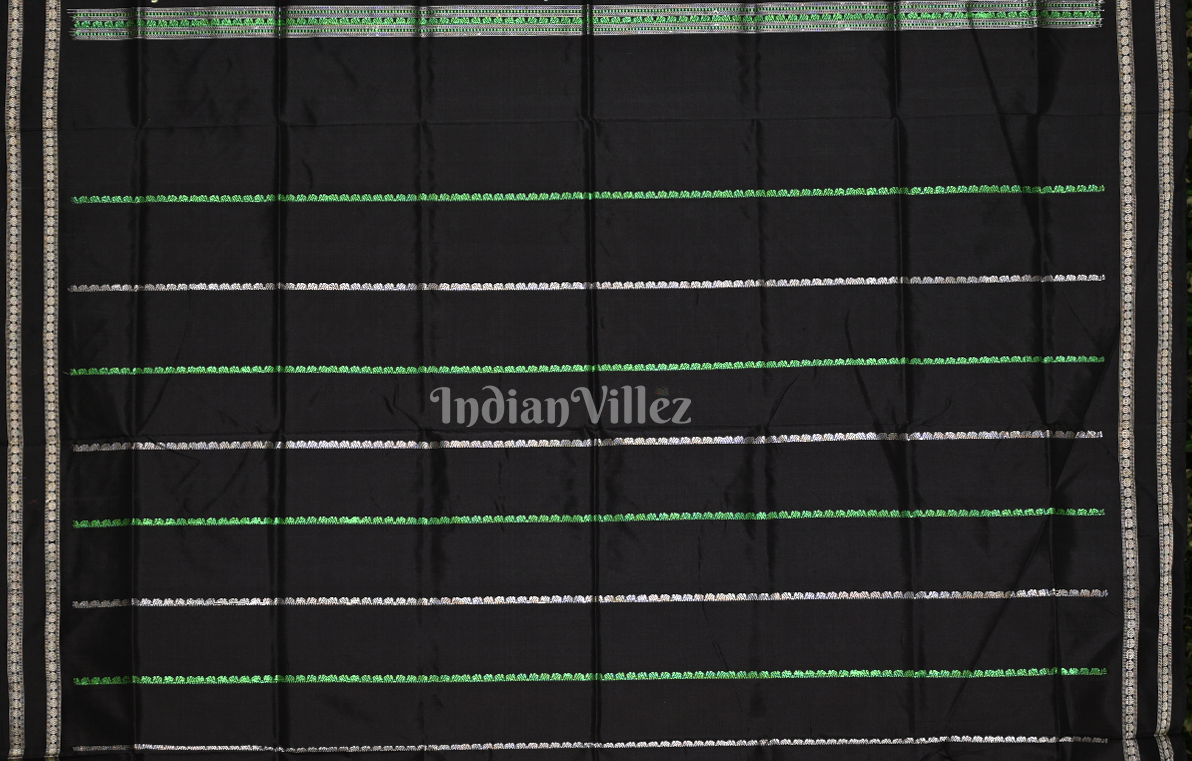 Magenta Pink Black Shree Mandir Theme Bomkai Sambalpuri Silk Saree