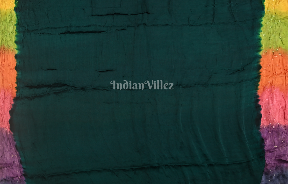 Rama Green with Multi Color Bandhej Gharchola Gaji Silk Saree with Zari Work 