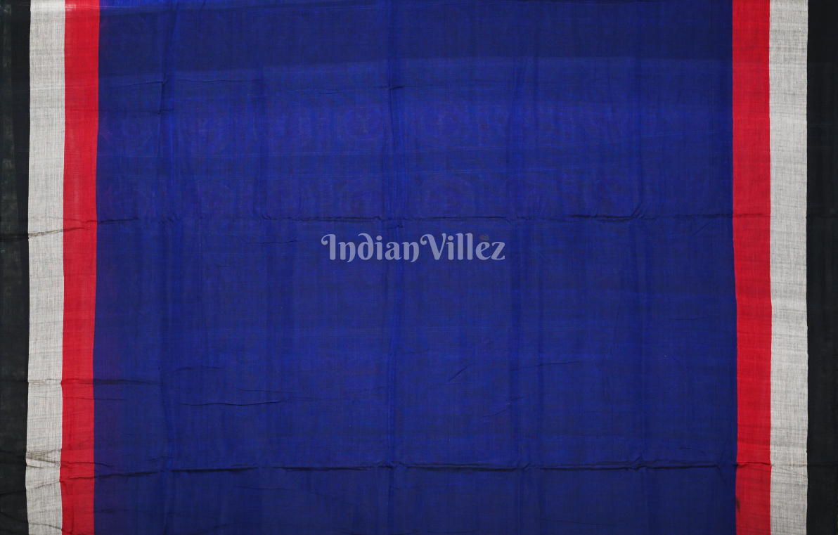 Navy Blue Tribal Motif Odisha Ikat Sambalpuri Cotton Saree 