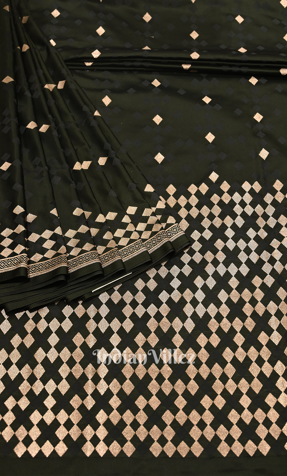 Soft Black Mashru Satin Silk Banarasi Saree 