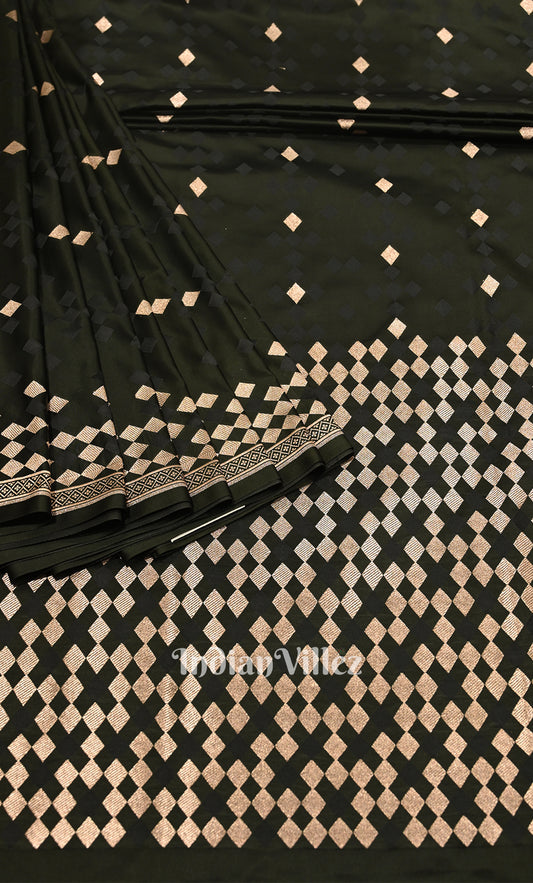 Soft Black Mashru Satin Silk Banarasi Saree 
