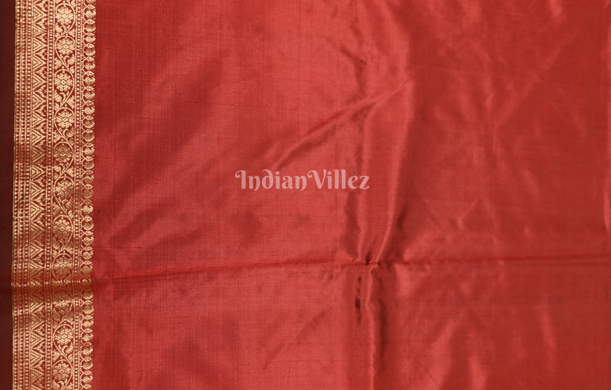   Exclusive Red Paisley Pure Katan Banarasi Silk Saree