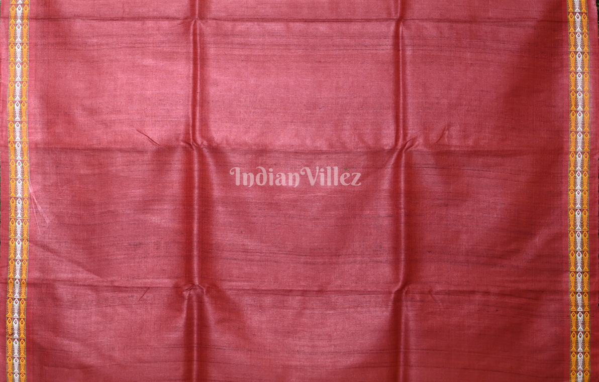 Mustard Yellow Maroon Dolabedi Gopalpur Tussar Silk Saree 